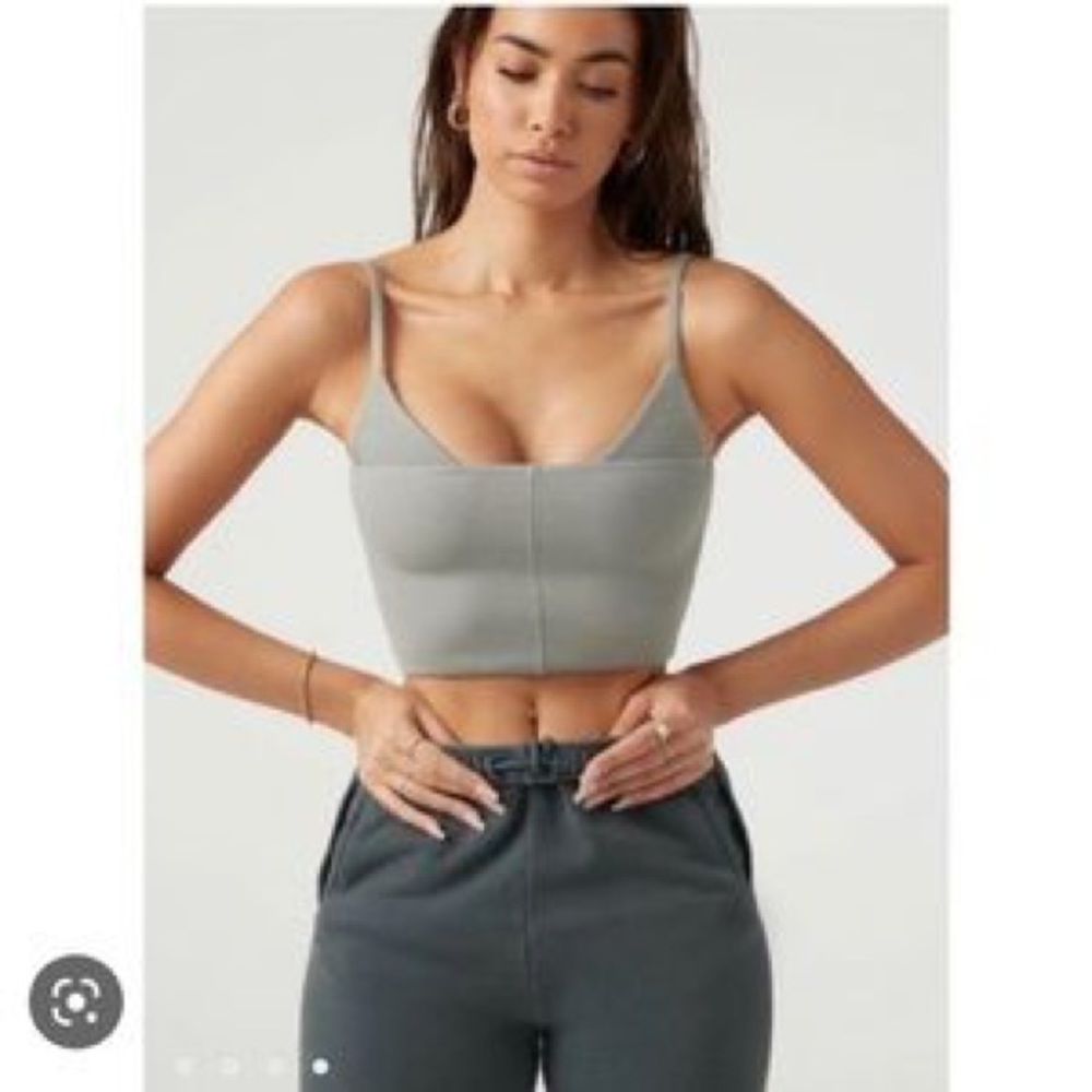 Sage green joah brown crop top s/m